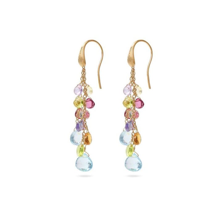 Marco Bicego 18K Yellow Gold Paradise 0.08ctw Diamond & Mixed Gemstone Drop Earrings