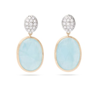 Marco Bicego 18K Yellow Gold Siviglia 0.05ctw Diamond & Aquamarine Drop Earrings