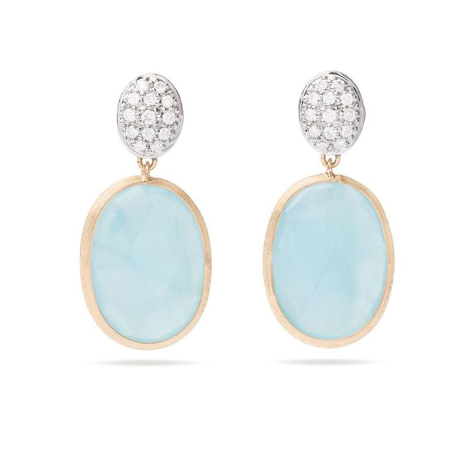 Marco Bicego 18K Yellow Gold Siviglia 0.05ctw Diamond & Aquamarine Drop Earrings