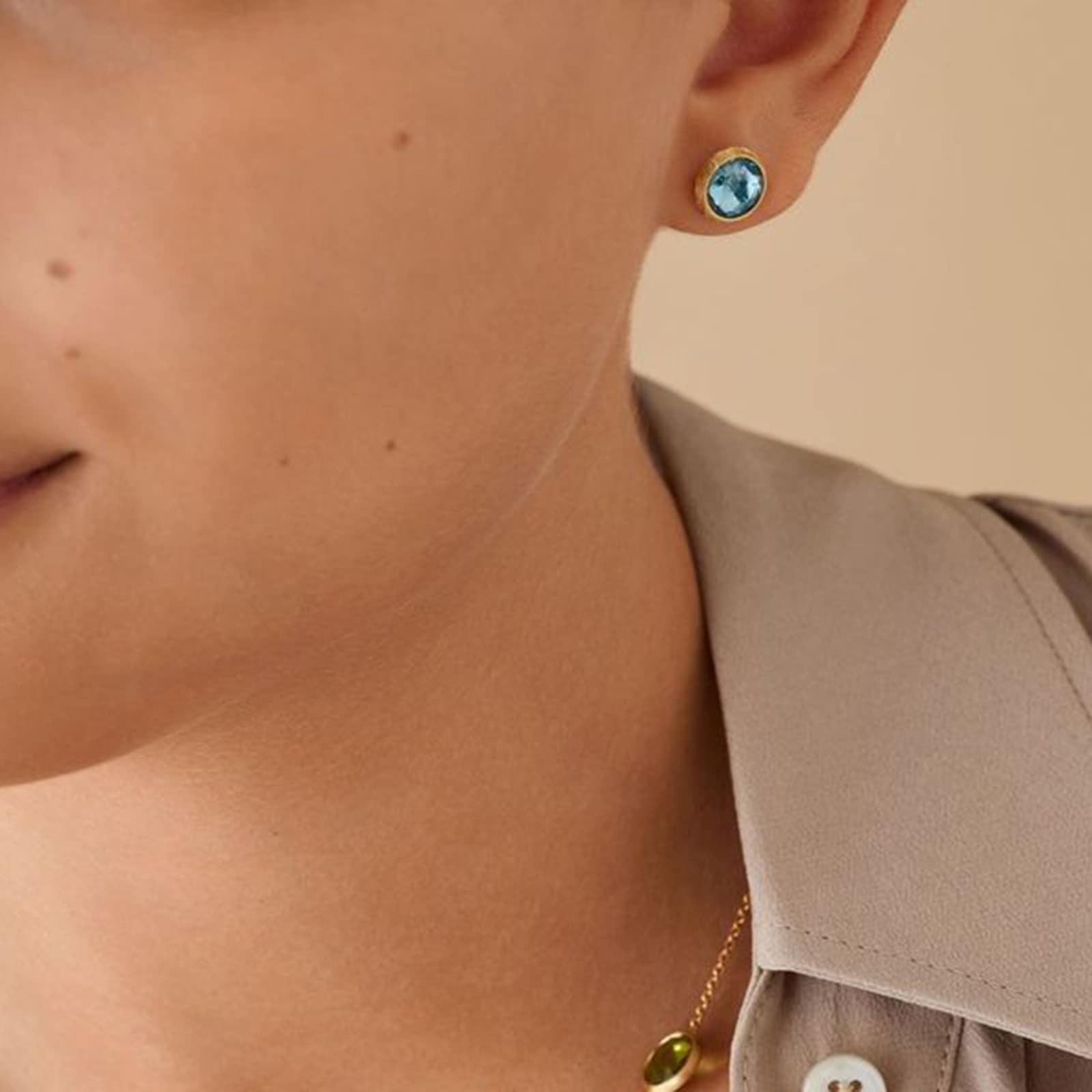 Marco Bicego 18K Yellow Gold Jaipur Blue Topaz Stud Earrings Marco Bicego 18K Yellow Gold Jaipur Blue Topaz Stud Earrings