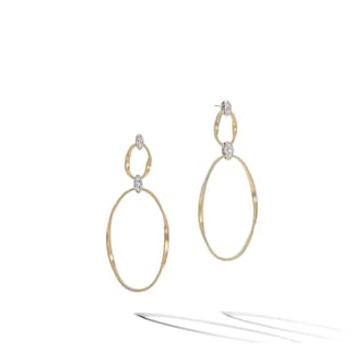 Marco Bicego 18K Yellow Gold Marrakech Onde 0.08ctw Diamond Double Drop Earrings Marco Bicego 18K Yellow Gold Marrakech Onde 0.08ctw Diamond Double Drop Earrings