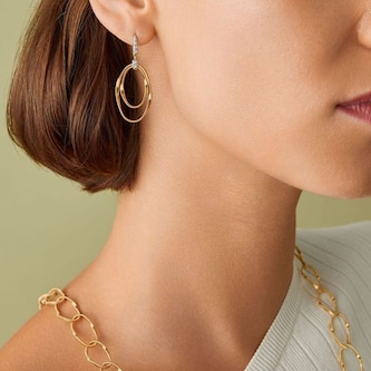 Marco Bicego 18K Yellow Gold Marrakech Onde 0.03ctw Diamond Double Drop Earrings Marco Bicego 18K Yellow Gold Marrakech Onde 0.03ctw Diamond Double Drop Earrings