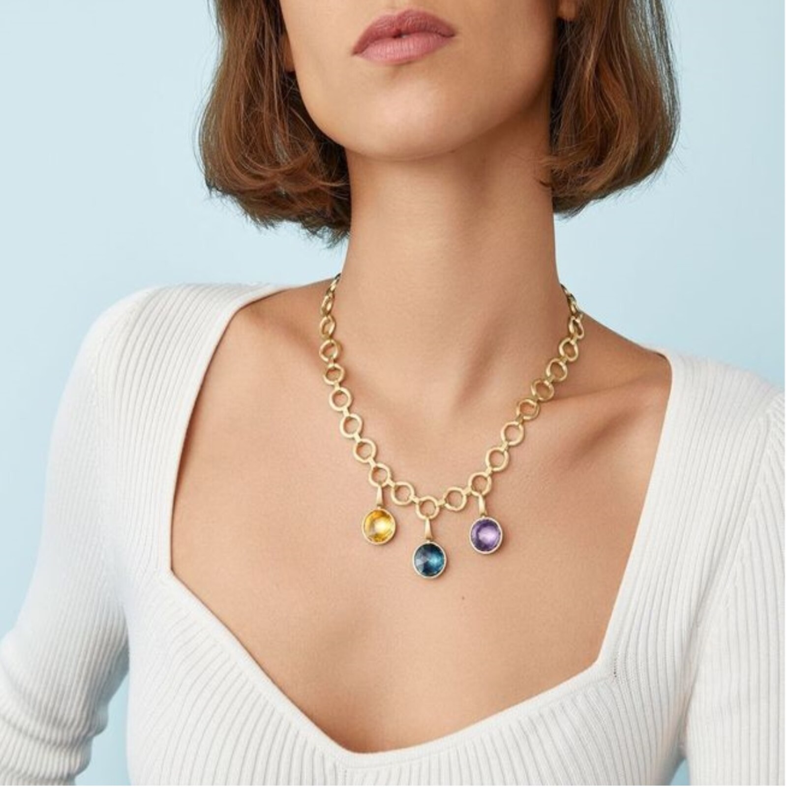 Marco Bicego 18K Yellow Gold Jaipur London Blue Topaz Pendant