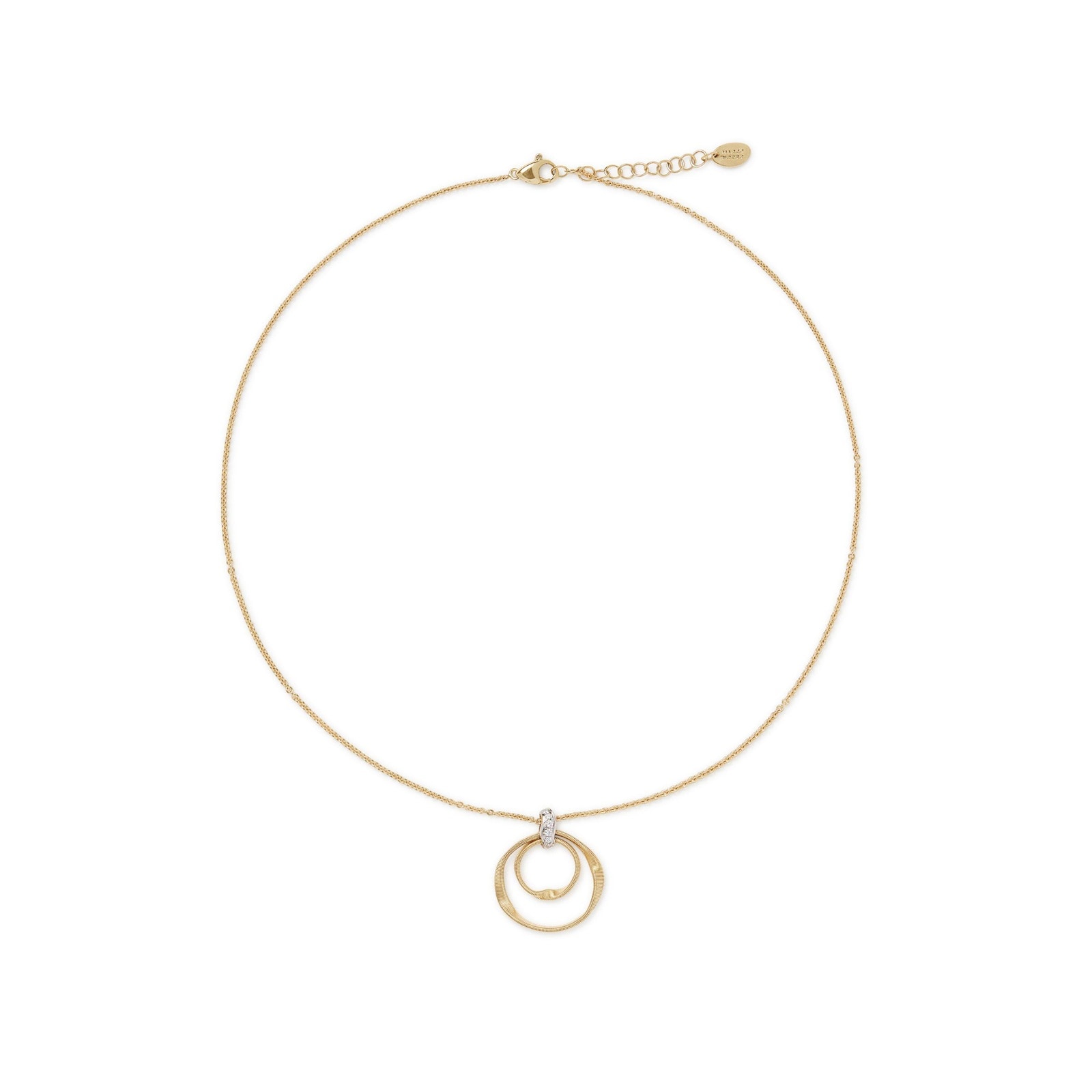 Marco Bicego 18ct Yellow Gold Marrakech Double Hoop Diamond Pendant Necklace Marco Bicego 18ct Yellow Gold Marrakech Double Hoop Diamond Pendant Necklace
