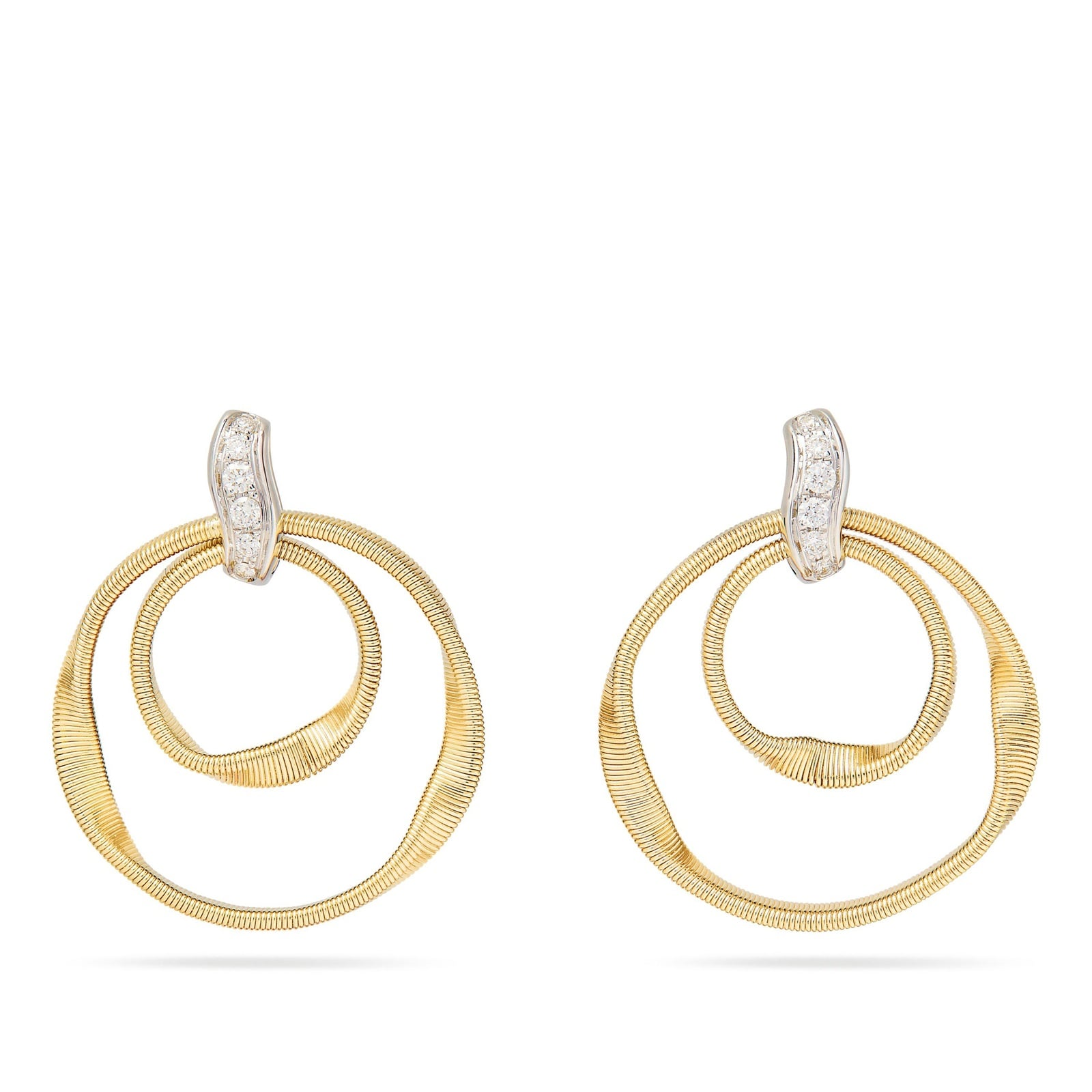 Marco Bicego 18ct Yellow Gold Marrakch Double Hoop Diamond Earrings Marco Bicego 18ct Yellow Gold Marrakch Double Hoop Diamond Earrings
