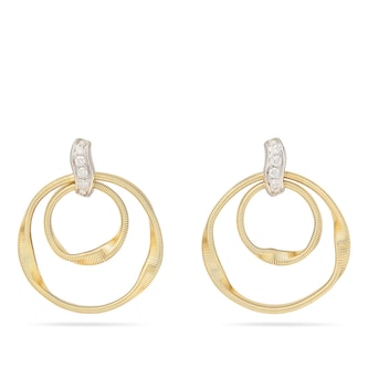 Marco Bicego 18ct Yellow Gold Marrakch Double Hoop Diamond Earrings