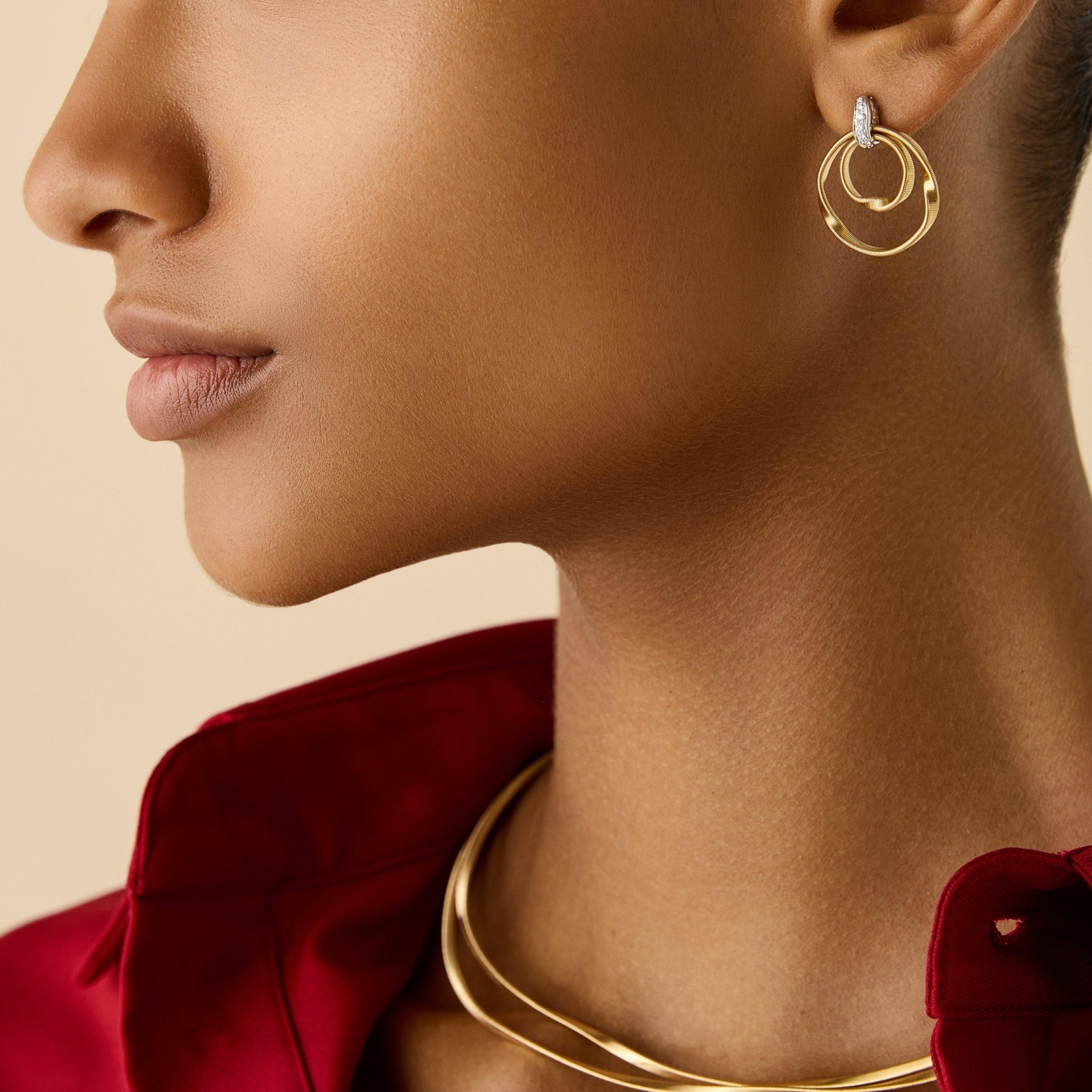 Marco Bicego 18ct Yellow Gold Marrakch Double Hoop Diamond Earrings Marco Bicego 18ct Yellow Gold Marrakch Double Hoop Diamond Earrings