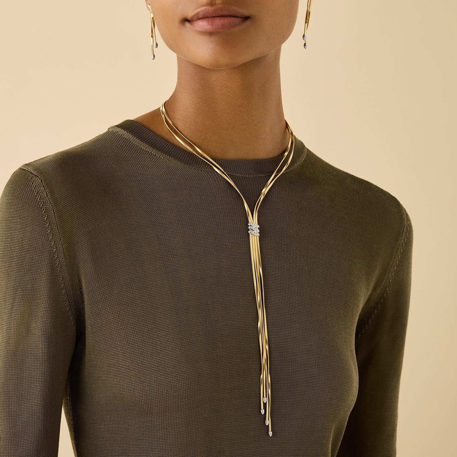 Marco Bicego 18ct Yellow Gold Marrkech Diamond 4 Strand Lariat Necklace Marco Bicego 18ct Yellow Gold Marrkech Diamond 4 Strand Lariat Necklace