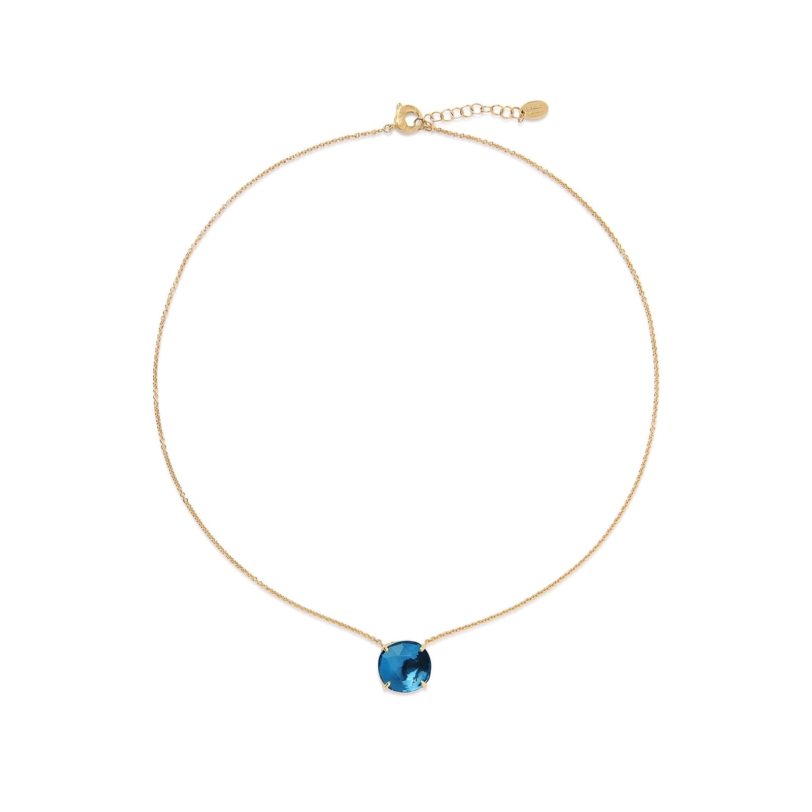 18ct Yellow Gold Jaipur Colour London Blue Topaz Pendant Necklace