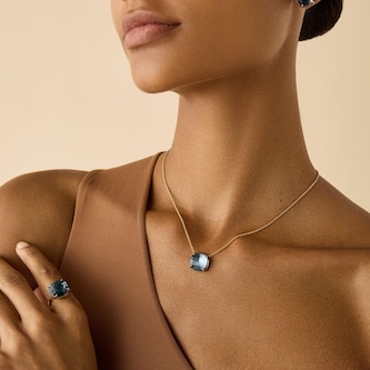 Marco Bicego 18ct Yellow Gold Jaipur Colour London Blue Topaz Pendant Necklace Marco Bicego 18ct Yellow Gold Jaipur Colour London Blue Topaz Pendant Necklace
