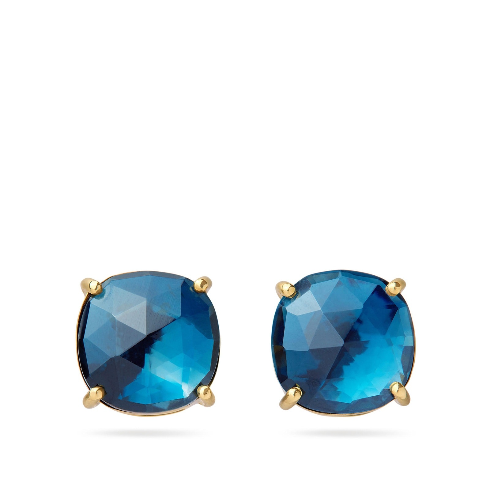 18ct Yellow Gold Jaipur Colour London Blue Topaz Stud Earrings