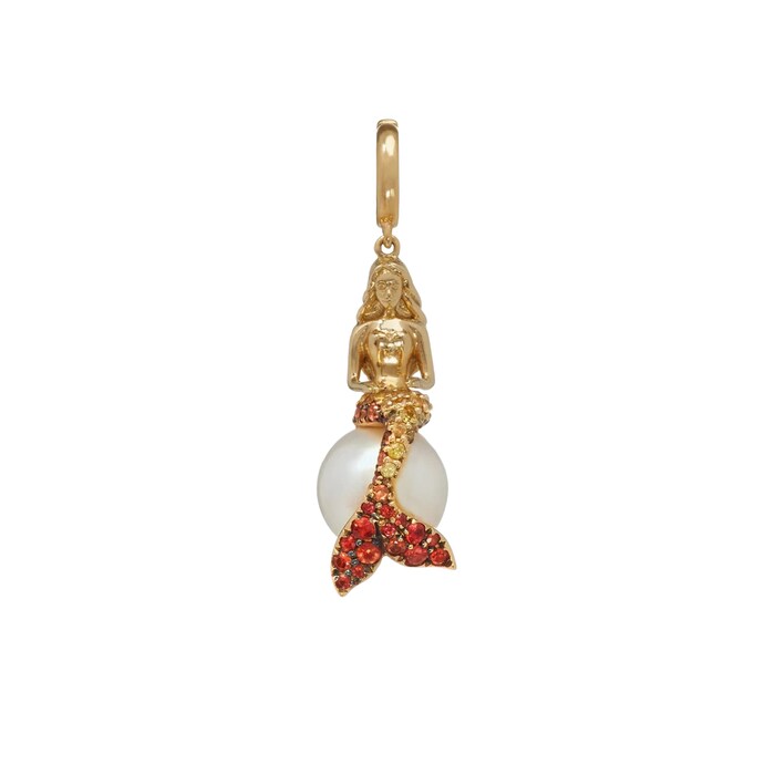 Annoushka Annoushka x The Vampire's Wife Mermaid Charm Pendant In 18ct Yellow Gold With Pearl And Sapphires
