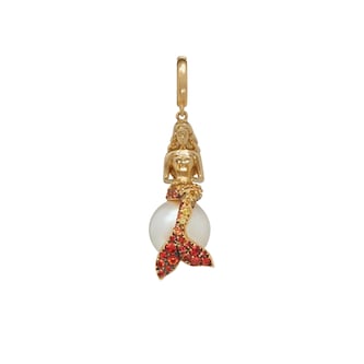 Annoushka Annoushka x The Vampire's Wife Mermaid Charm Pendant In 18ct Yellow Gold With Pearl And Sapphires