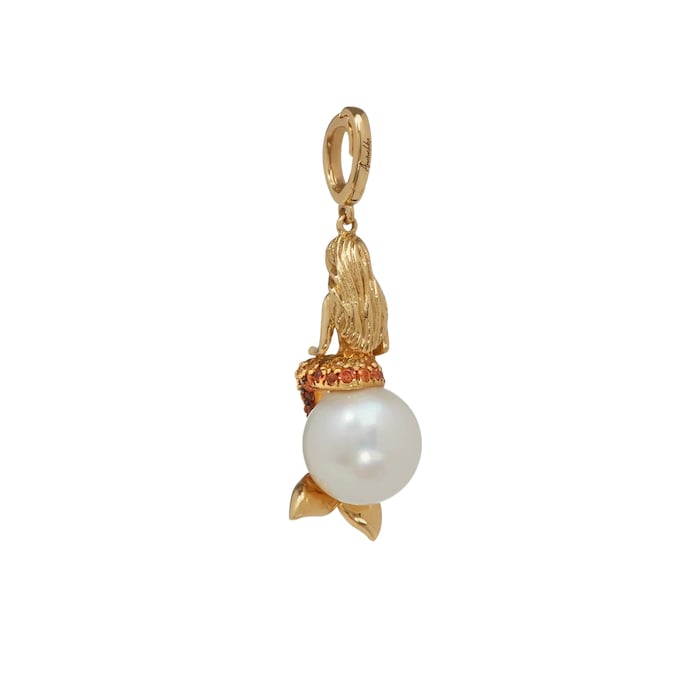 Annoushka Annoushka x The Vampire's Wife Mermaid Charm Pendant In 18ct Yellow Gold With Pearl And Sapphires