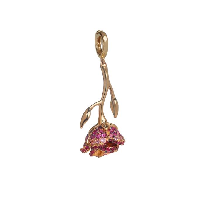 Annoushka Annoushka x The Vampire's Wife Rose Charm Pendant in 18ct Yellow Gold With Sapphires