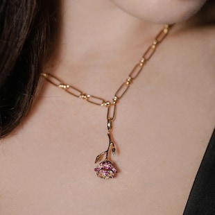 Annoushka Annoushka x The Vampire's Wife Rose Charm Pendant in 18ct Yellow Gold With Sapphires