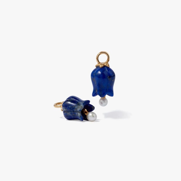 Annoushka Tulips Drop Earrings In 18ct Yellow Gold With Lapis Lazuli and Pearls