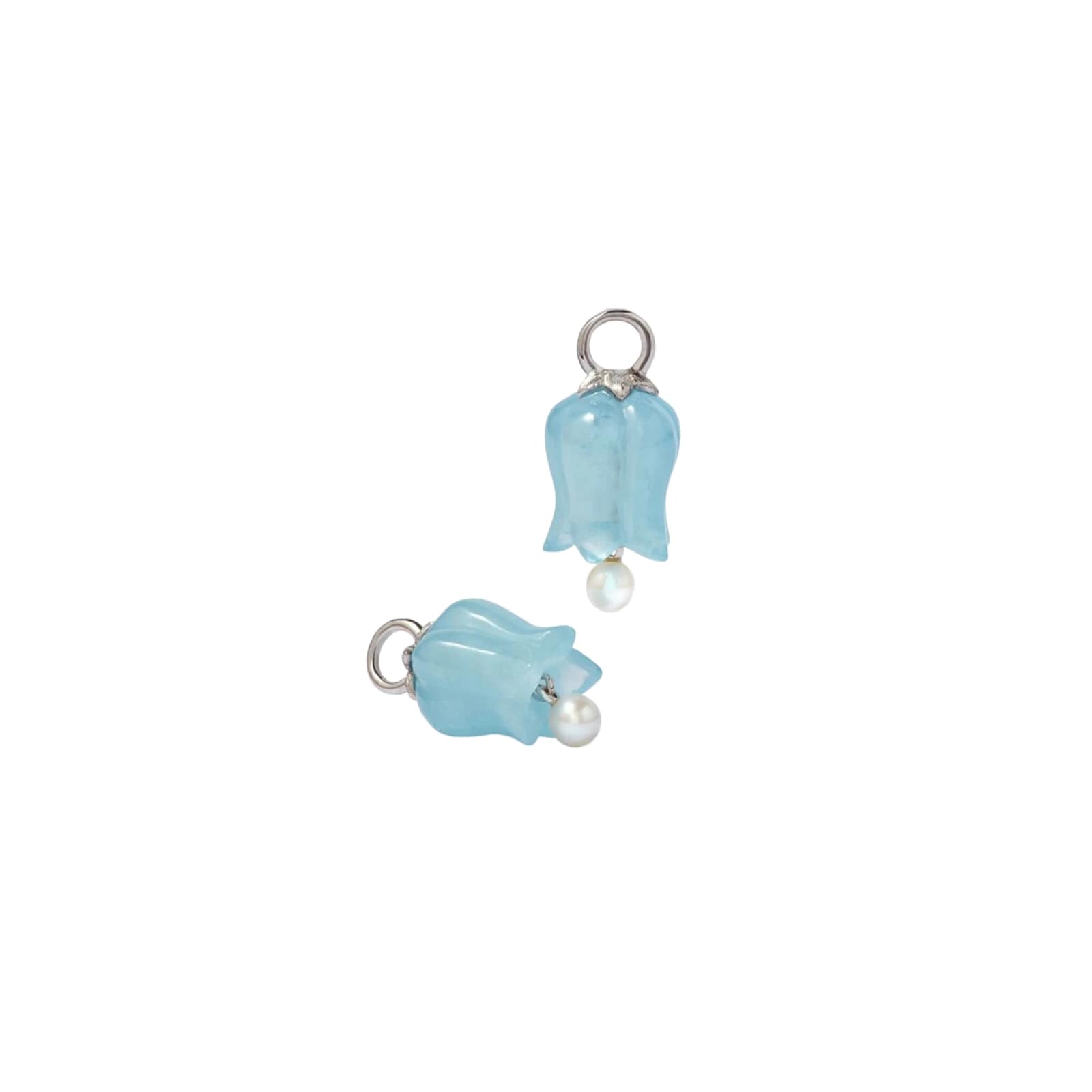 Annoushka Tulips Earring Drops In 18ct White Gold With Aquamarine And Pearls Annoushka Tulips Earring Drops In 18ct White Gold With Aquamarine And Pearls