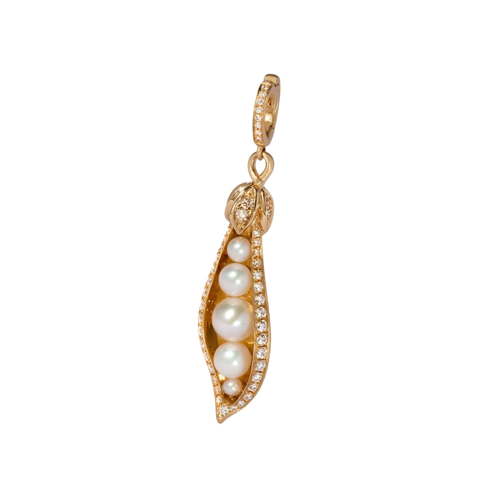Annoushka Mythology Peapod Seed Charm Pendant In 18ct Yellow gold With Pearls And Diamonds