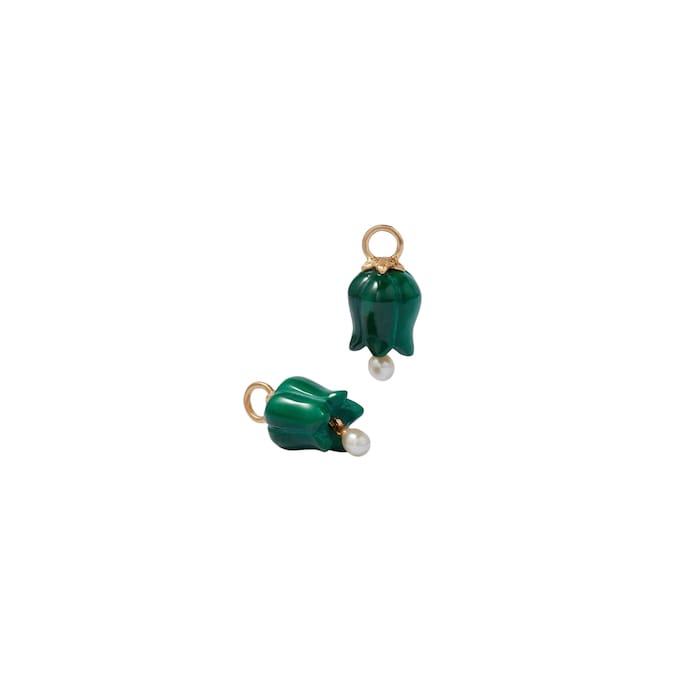 Annoushka Tulips Earring Drops In 18ct Yellow Gold With Malachite And Pearls