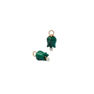 Annoushka Tulips Earring Drops In 18ct Yellow Gold With Malachite And Pearls