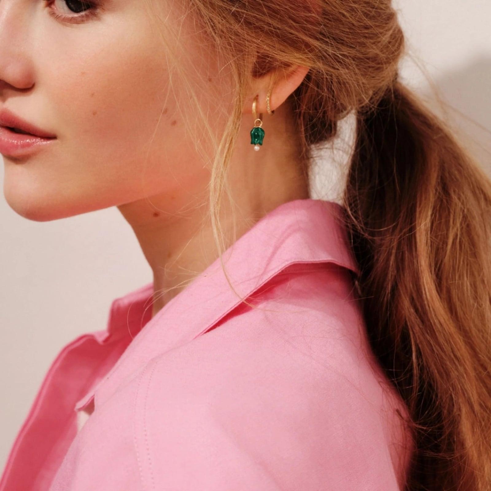 Annoushka Tulips Earring Drops In 18ct Yellow Gold With Malachite And Pearls Annoushka Tulips Earring Drops In 18ct Yellow Gold With Malachite And Pearls