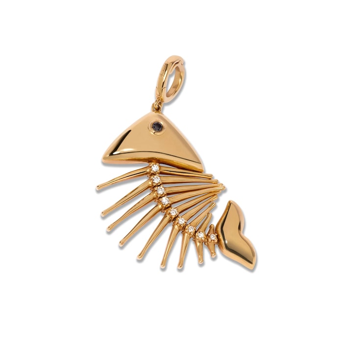 Annoushka Fish Bones Charm Pendant In 18ct Yellow Gold With Diamonds