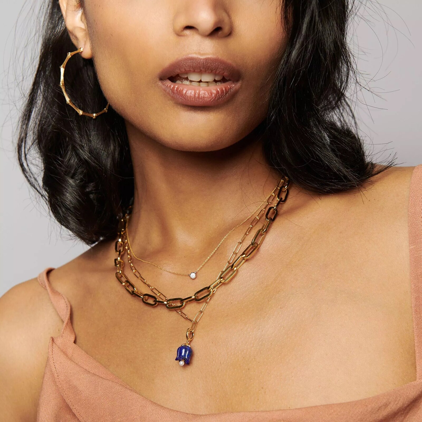 Annoushka Tulips Pendant In 18ct Yellow Gold With Lapis Lazuli And Pearl