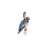 Annoushka Mythology Bluebird Charm Pendant In 18ct Yellow Gold With Topaz, Sapphire, Diamond & Pearl