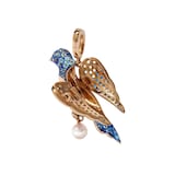 Annoushka Mythology Bluebird Charm Pendant In 18ct Yellow Gold With Topaz, Sapphire, Diamond & Pearl