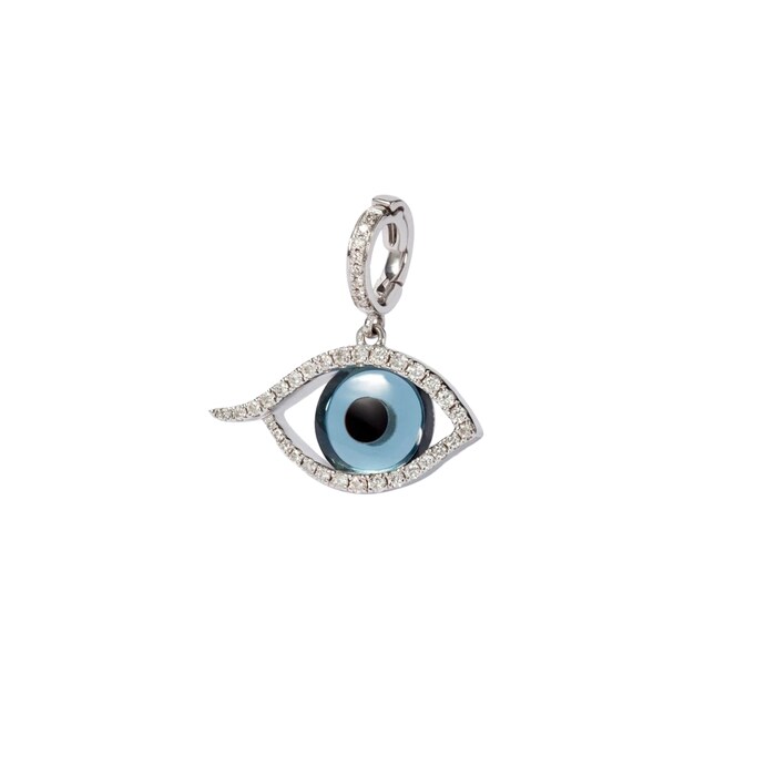 Annoushka Mythology Evil Eye Left Charm Pendant In 18ct White Gold With Topaz & Diamonds