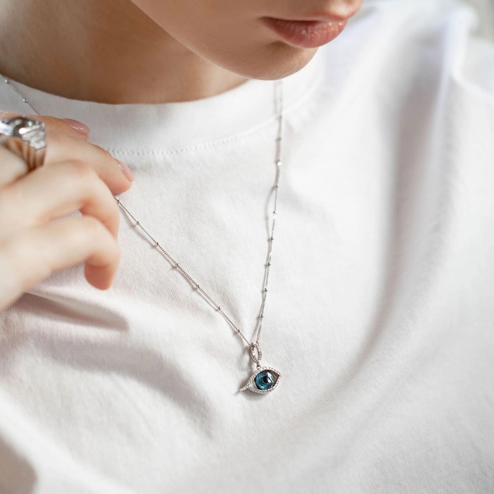 Annoushka Mythology Evil Eye Left Charm Pendant In 18ct White Gold With Topaz & Diamonds