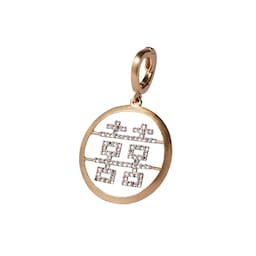 37560232 - Double Happiness Charm Pendant In 18ct Yellow Gold With Diamonds