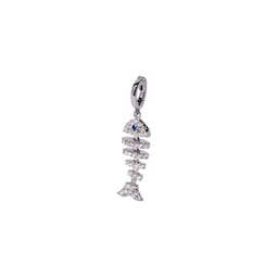 37560234 - Fish Bones Charm Pendant In 18ct White Gold With Diamonds