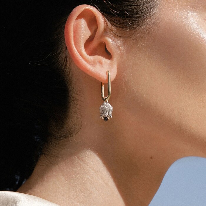 Annoushka Tulips Earring Drops In 18ct White Gold With Diamonds And Briolette