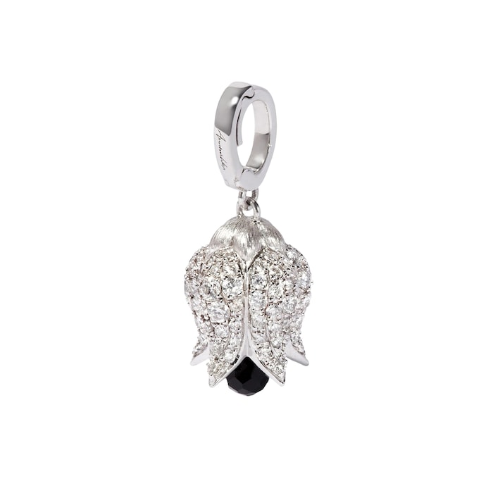 Annoushka Tulips Charm Pendant In 18ct White Gold With Diamonds and Briolette Spinel