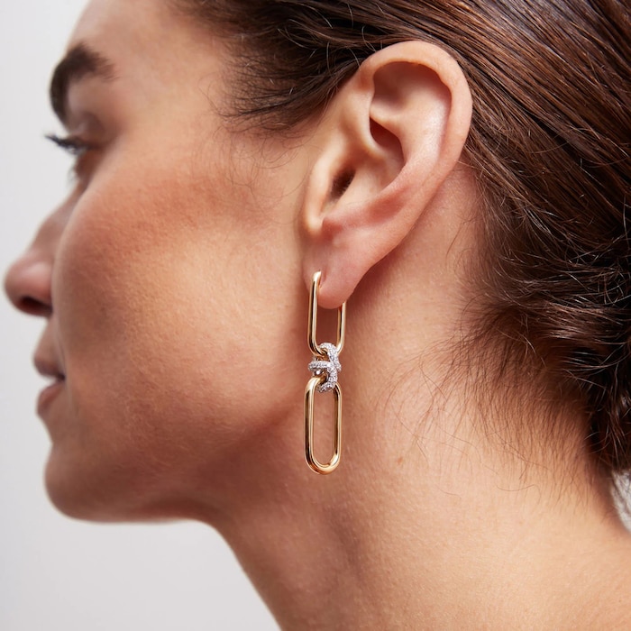 Annoushka Knuckle Dust Double Hoop Earrings In 18ct Yellow Gold With Diamonds