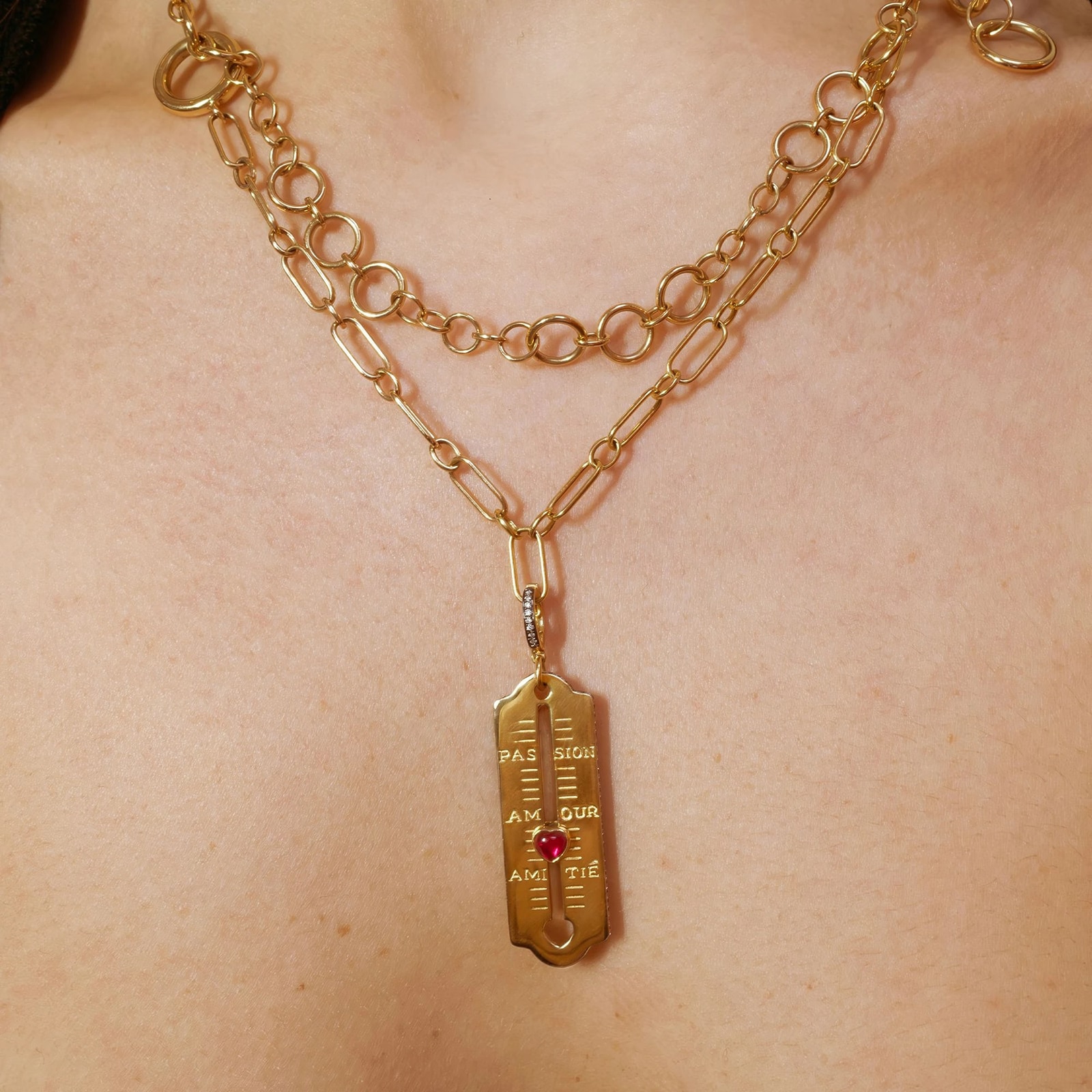 Annoushka LoveOmeter Charm Pendant In 18ct Yellow Gold With Ruby And Diamonds