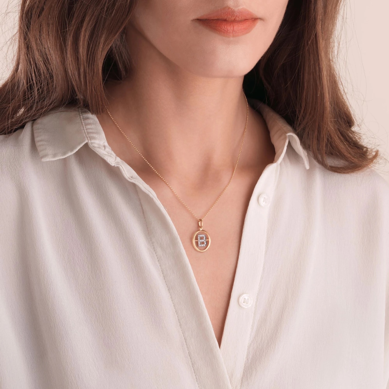 Annoushka Initials B Pendant In 18ct Yellow Gold With Diamonds