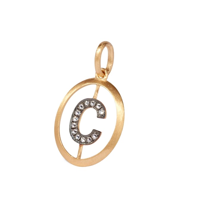 Annoushka Initials C Pendant In 18ct Yellow Gold With Diamonds