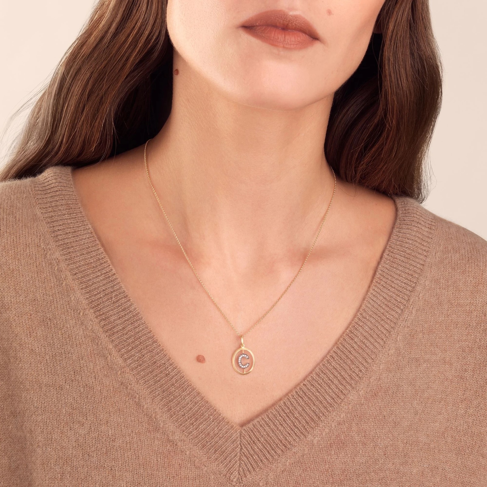 Annoushka Initials C Pendant In 18ct Yellow Gold With Diamonds Annoushka Initials C Pendant In 18ct Yellow Gold With Diamonds
