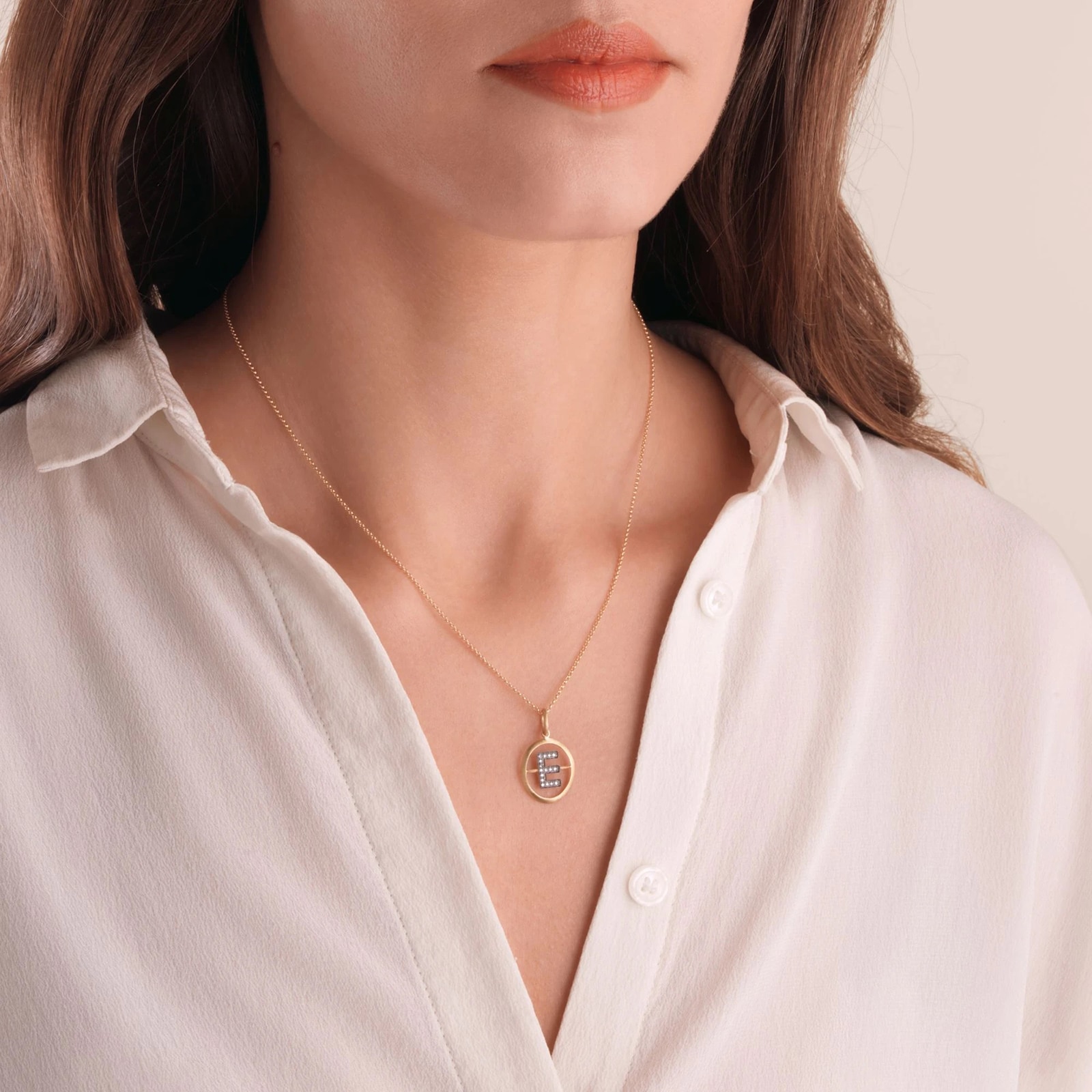 Annoushka Initials E Pendant In 18ct Yellow Gold With Diamonds