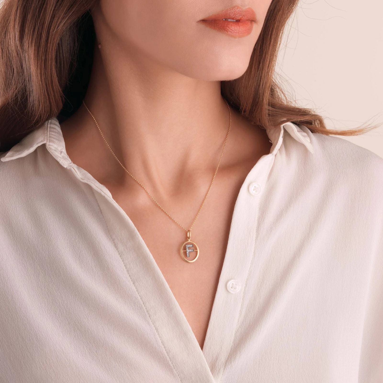 Annoushka Initials F Pendant In 18ct Yellow Gold With Diamonds