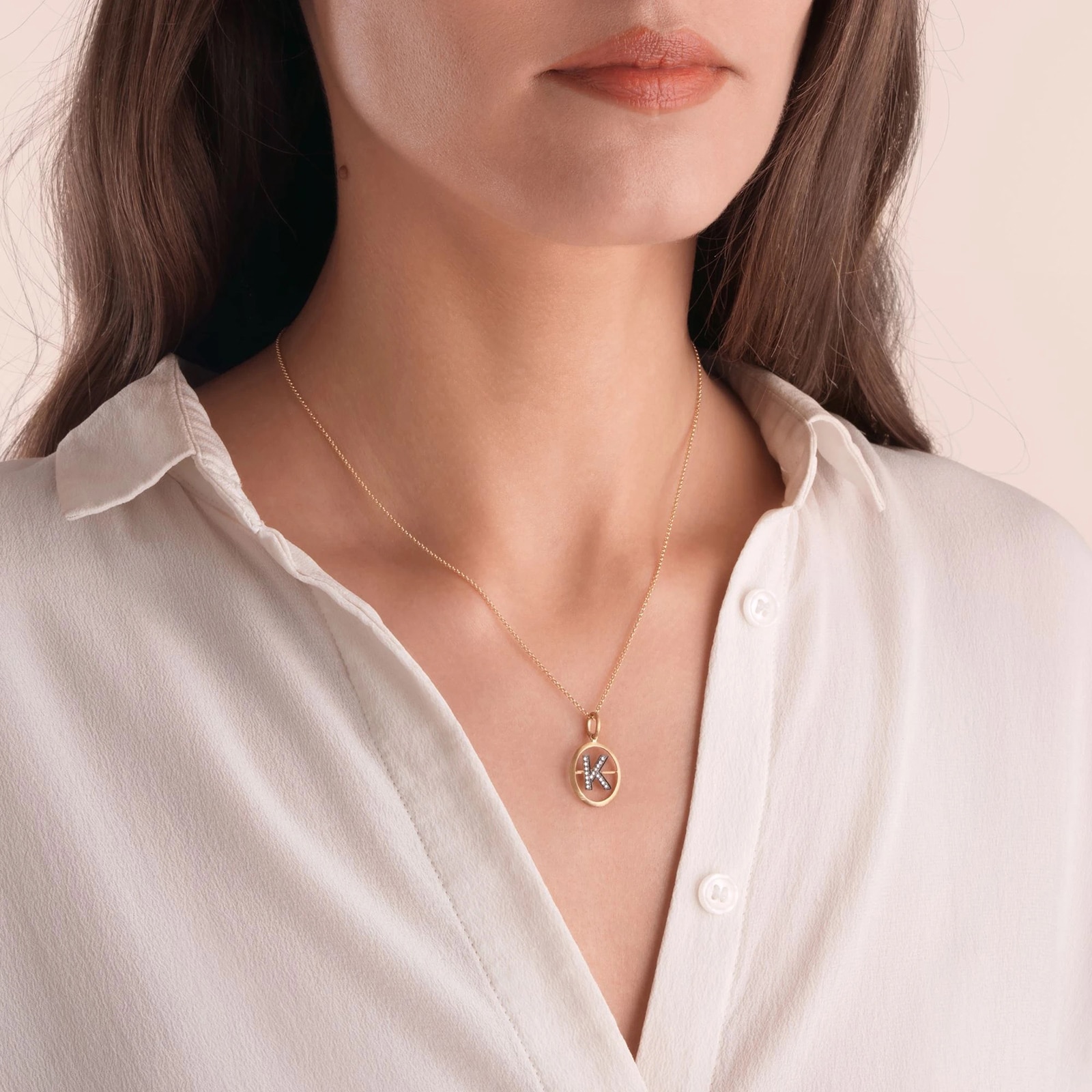 Annoushka Initials K Pendant In 18ct Yellow Gold With Diamonds Annoushka Initials K Pendant In 18ct Yellow Gold With Diamonds