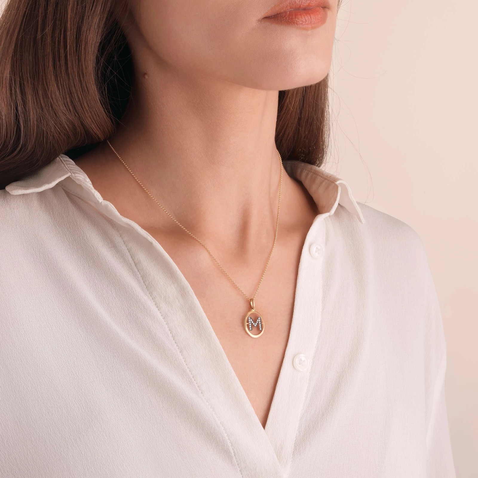 Annoushka Initials M Pendant In 18ct Yellow Gold With Diamonds Annoushka Initials M Pendant In 18ct Yellow Gold With Diamonds