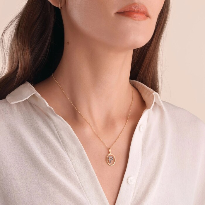 Annoushka Initials P Pendant In 18ct Yellow Gold With Diamonds