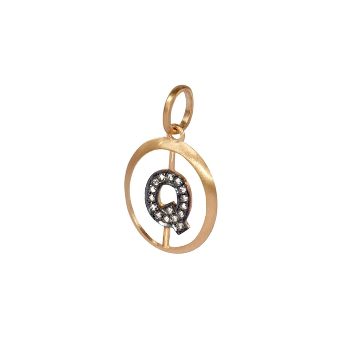 Annoushka Initials Q Pendant In 18ct Yellow Gold With Diamonds