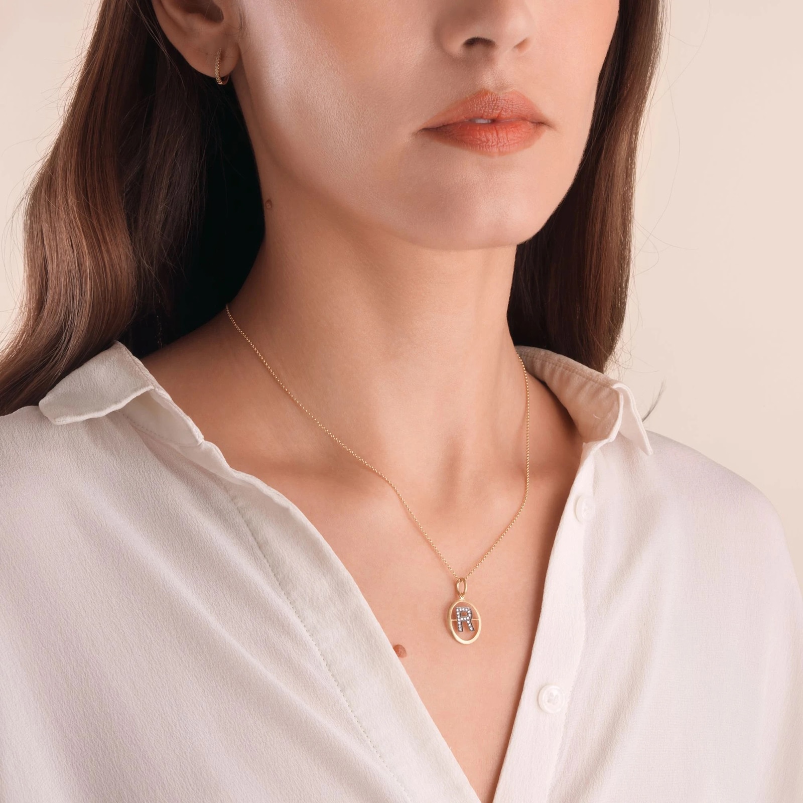 Annoushka Initials R Pendant In 18ct Yellow Gold With Diamonds