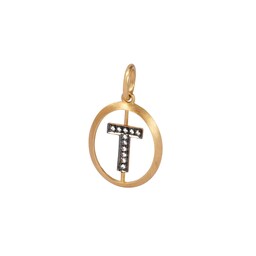 37560267 - Initials T Pendant In 18ct Yellow Gold With Diamonds