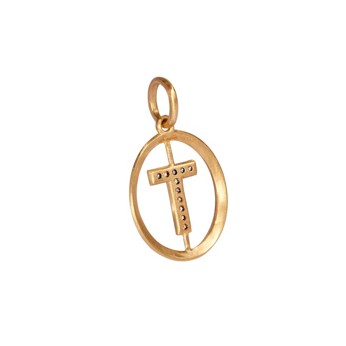 Annoushka Initials T Pendant In 18ct Yellow Gold With Diamonds